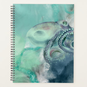 Nautical Watercolor Aqua Ocean Octopus Planner