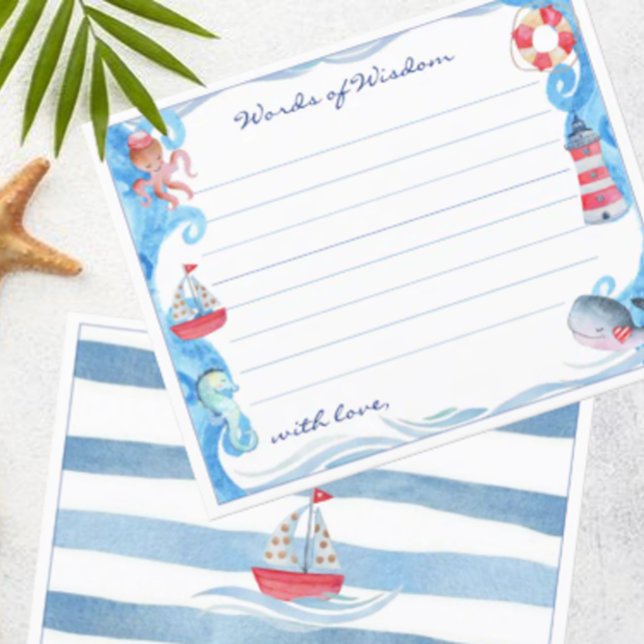 Nautical Watercolor Baby Shower Words of Wisdom (Creator Uploaded)