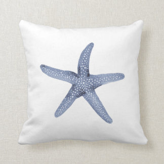 Nautical Watercolor Blue Starfish Throw Pillow