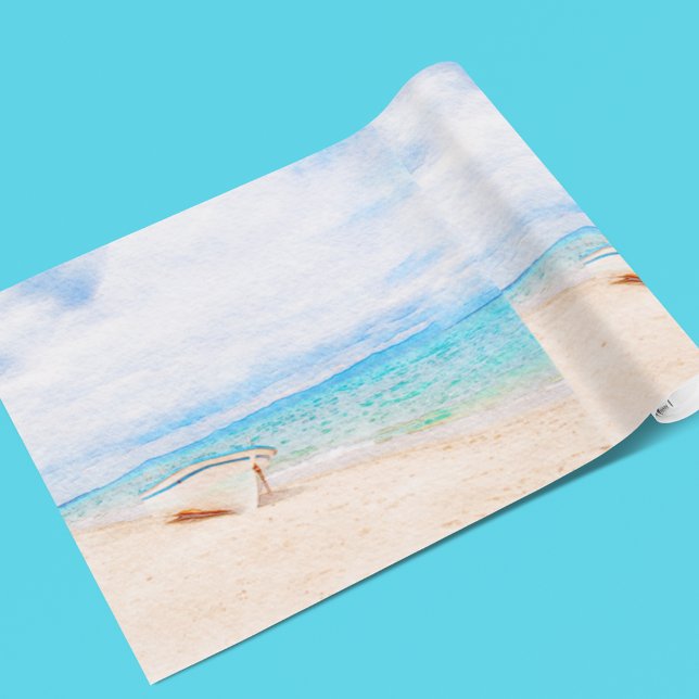 Nautical Watercolor Fishing Boat Wrapping Paper (Creator Uploaded)