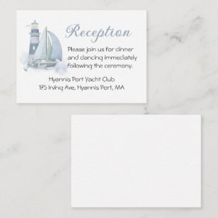 Nautical Watercolor Lighthouse Wedding Reception Enclosure Card