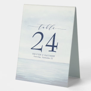 Nautical Watercolor Ocean Navy Blue Table Number