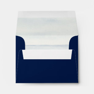 Nautical Watercolor Ocean RSVP Navy Envelope