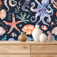 Nautical Watercolor Pattern: Coral Reef Delights