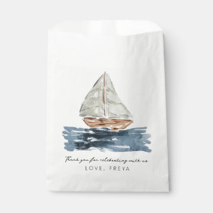 Nautical Watercolor Sailboat Baby Shower Thank You Favour Bag
