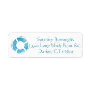 Nautical Watercolor Ship Anchor Blue Turquoise Return Address Label