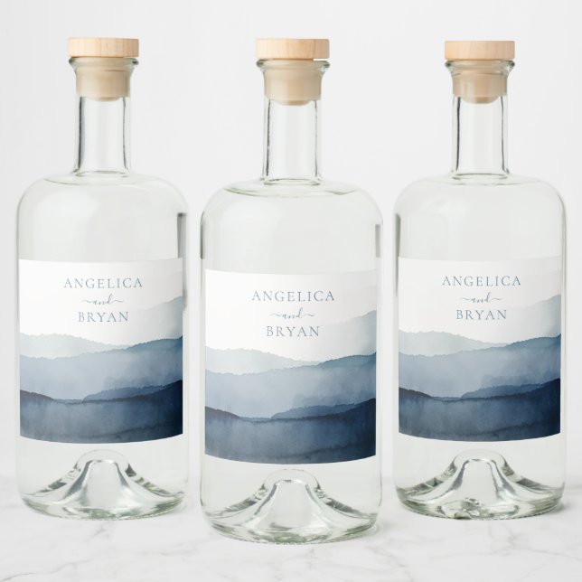 Nautical Watercolor Wedding Liquor Bottle Label (Bottles)