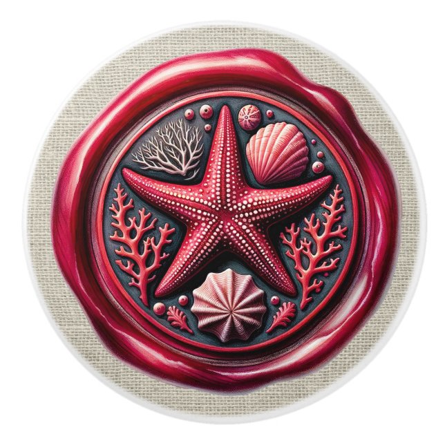 Nautical Wax Stamp Image Beach Drawer Knobs (Front)