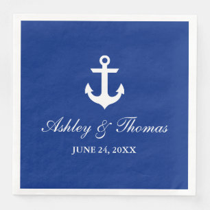 Nautical Wedding Anchor Blue D Napkin