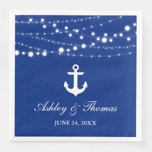 Nautical Wedding Anchor String Lights Blue D Napkin