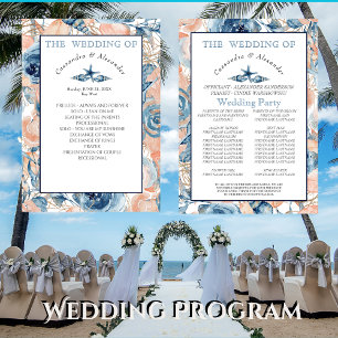 Nautical Wedding Beach Seashell and Roses, Program