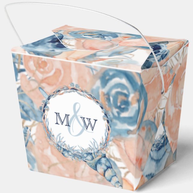 Nautical Wedding Beach Seashell Flowers  Favour Box (Back)
