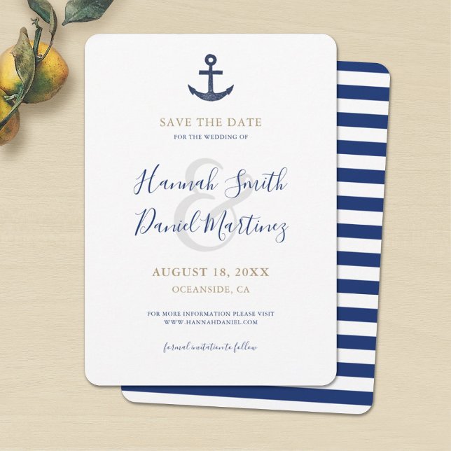 Nautical Wedding Blue Anchor Save the Date (Creator Uploaded)