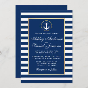 Nautical Wedding Blue Stripes Invite B