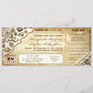 nautical wedding boarding pass tickets invitations