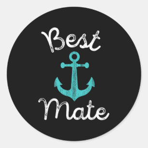 Nautical Wedding Bride Grooms Man &amp; Groomsmen  Classic Round Sticker