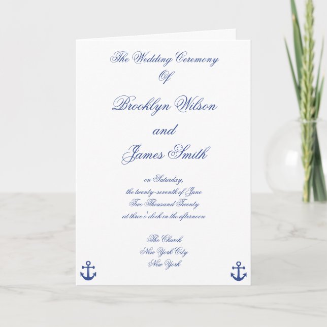 Nautical Wedding Ceremony Programs (Front)