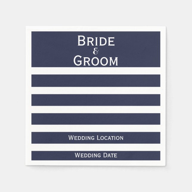 Nautical Wedding Custom Striped Napkins (Front)