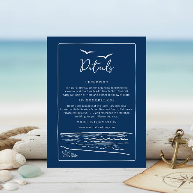 Nautical Wedding Details Card | Ocean & Seashells (Creator Uploaded)