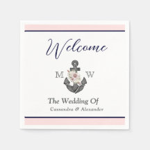Nautical Wedding Floral Anchor Pink Navy Welcome