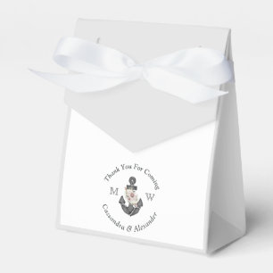Nautical Wedding Floral Anchor Silver Grey Favour Box