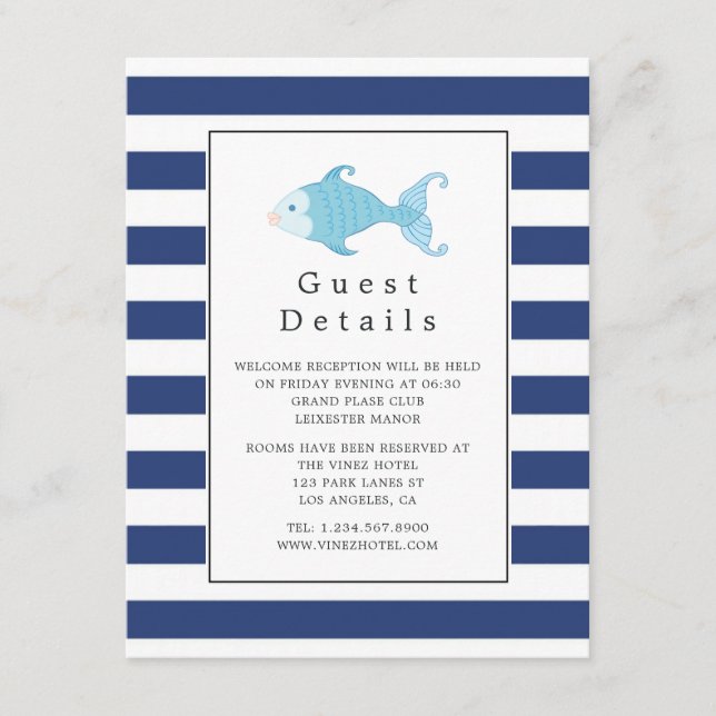 Nautical Wedding Guest Details Enclosure Card (Front)