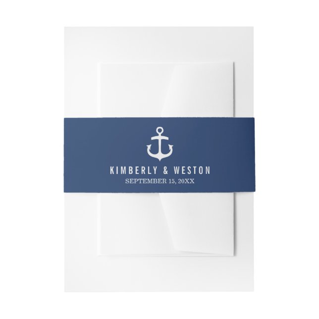 Nautical Wedding Invitation Belly Band / Navy (Front Example)