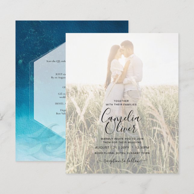 Nautical Wedding Invitation with Sailing Boat (Front/Back)