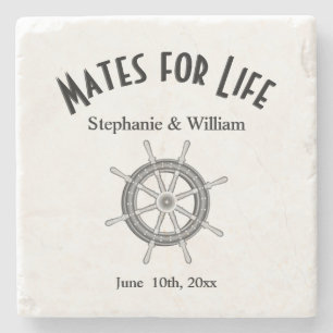 Nautical Wedding Mates for Life Stone Coaster