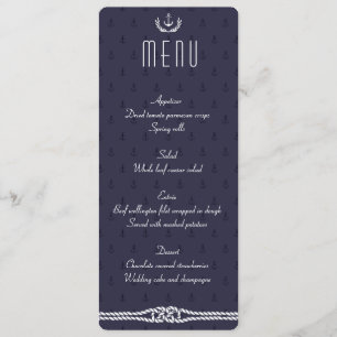 Nautical Wedding Menu With Blue Anchors