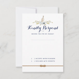 Nautical Wedding Message in a Bottle Formal RSVP Card