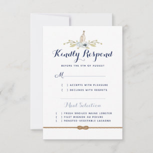 Nautical Wedding Message in a Bottle Semi-Formal RSVP Card