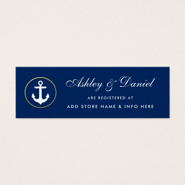 Nautical Wedding Navy Blue Registry Insert Card (Front)