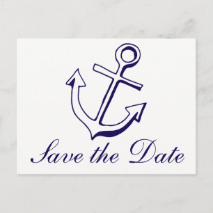 Nautical Wedding Navy Blue Ship Anchor Engagement Postcard