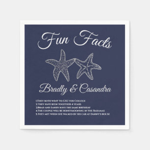 Nautical Wedding Navy Blue Starfish Fun Facts Napkin