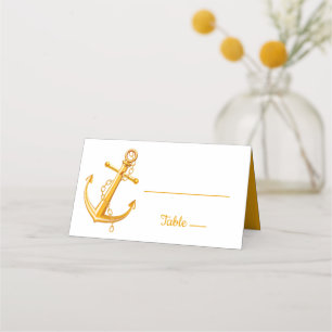 Nautical Wedding Orange Anchor Beach Bridal Shower Place Card
