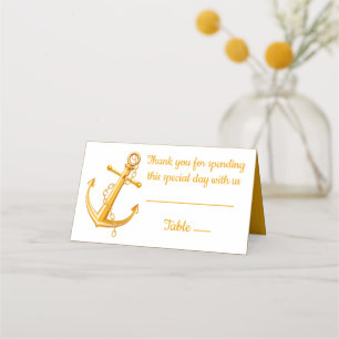 Nautical Wedding Orange Anchor Beach Bridal Shower Place Card