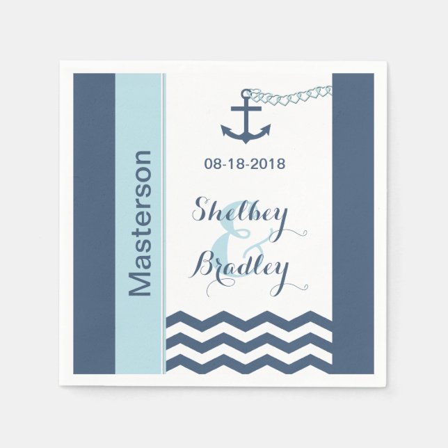 Nautical Wedding Paper Napkins (Front)