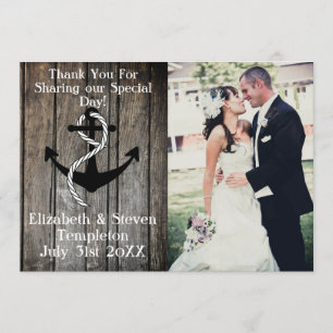 Nautical Wedding Photo Thank You Card