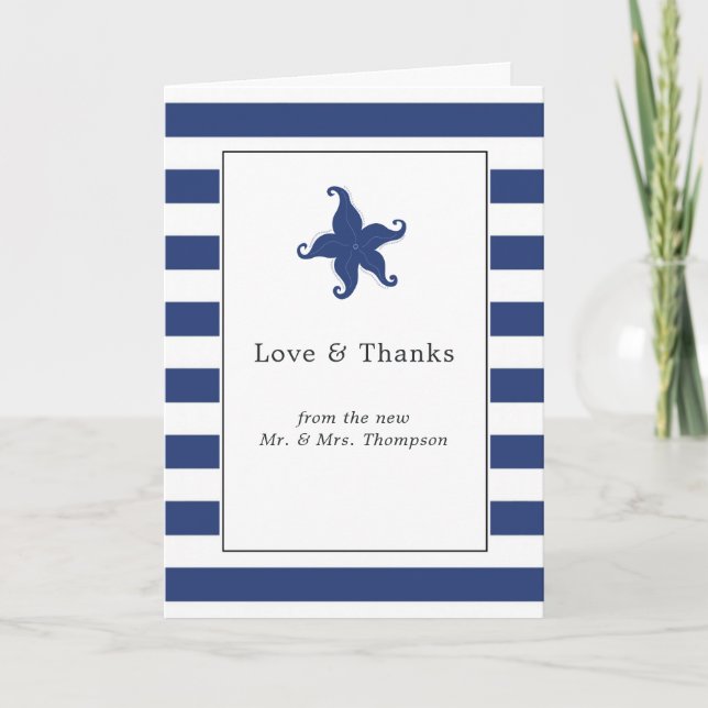 Nautical Wedding Photo Thank You Card (Front)