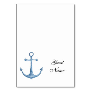 Nautical wedding place card Beach table name Blue