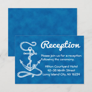 Nautical Wedding Reception Anchor Blue Watercolor Invitation