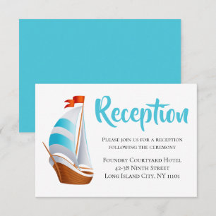 Nautical Wedding Reception Blue Turquoise Sailboat Invitation
