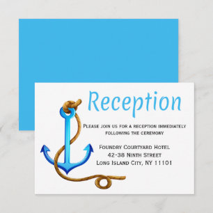 Nautical Wedding Reception Ship Anchor Turquoise Invitation