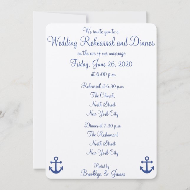 Nautical Wedding Rehearsal Dinner Invitations (Front)