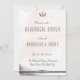 Nautical Wedding Rehearsal Invite Watercolor Peach