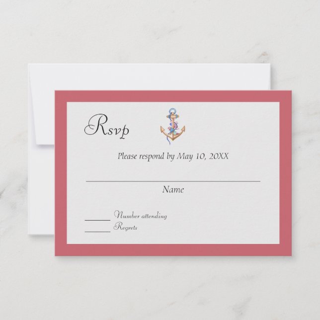 Nautical Wedding RSVP Card (Front)