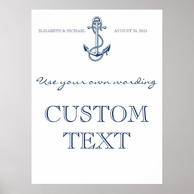 Nautical Wedding sign | Custom text | template (Front)