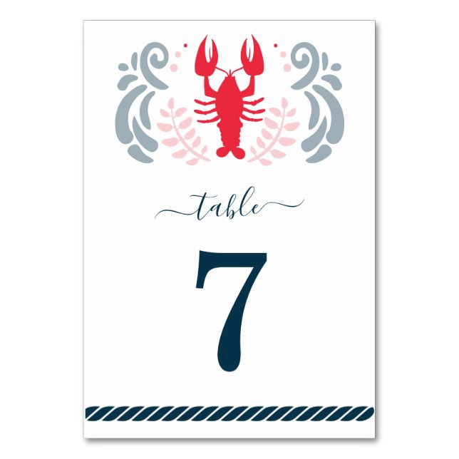 Nautical Wedding Simple Table Number (Front)