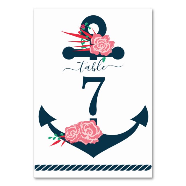 Nautical Wedding Table Number (Front)